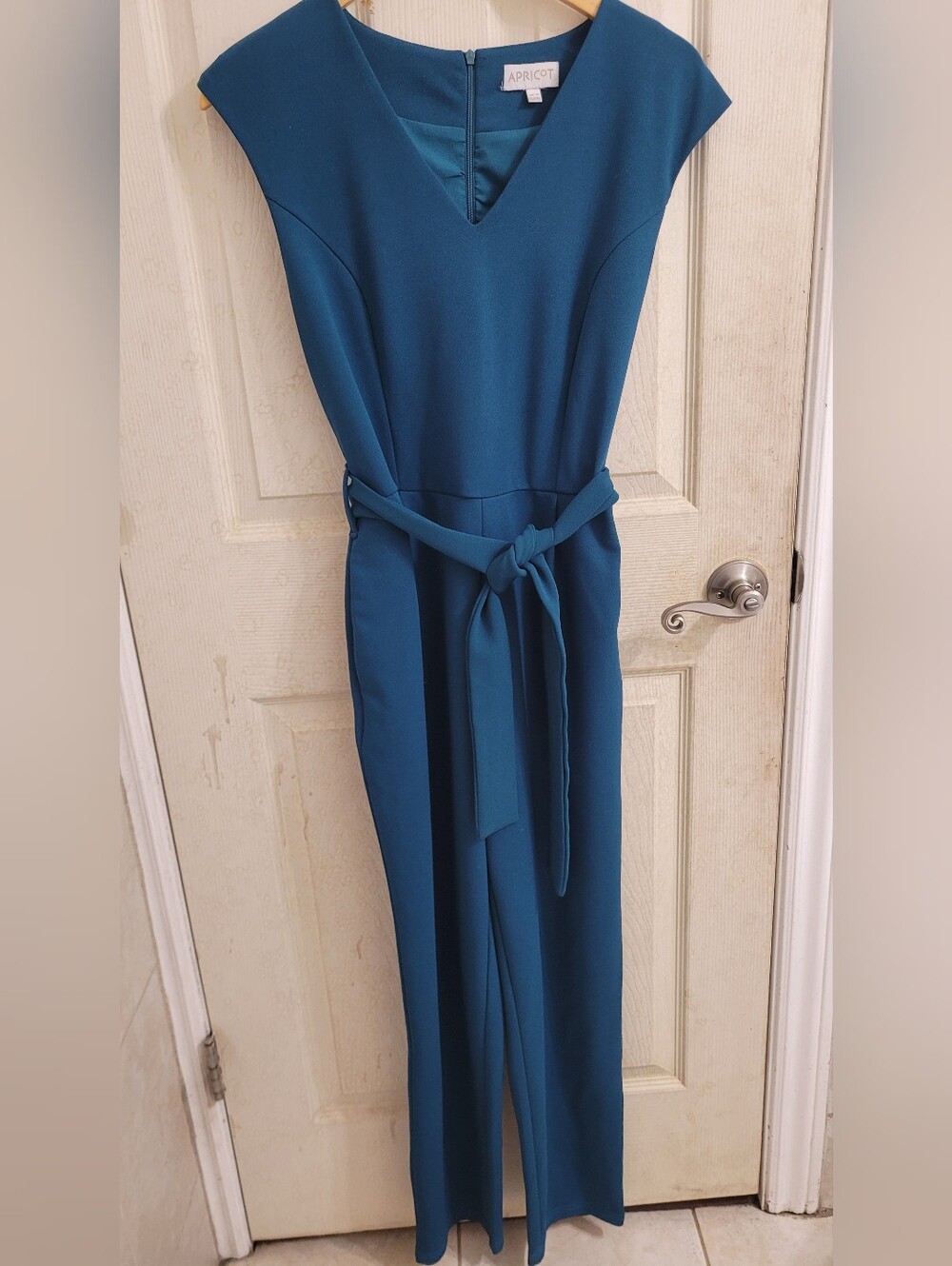 APRICOT Deep Teal V-Neck Dress